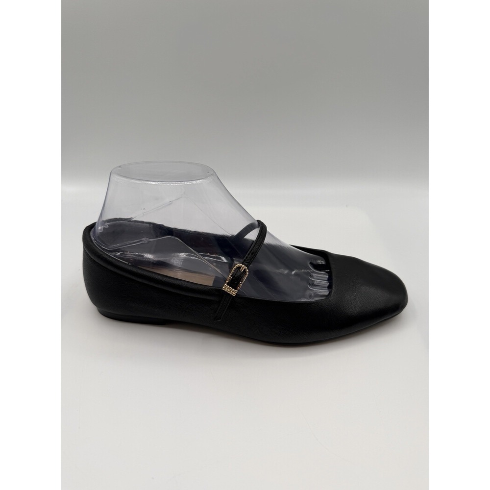 Dolce Vita Aileen Flats, Women's 7W, Mary Jane, Black Leather,Buckle, Square Toe